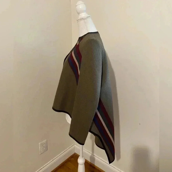 Derek Lam Racing Stripe Virgin Wool Caped Jacket Sz 0 - Picture 5 of 10